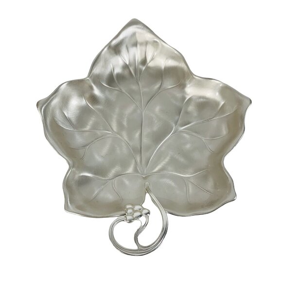 German Metalware Autumn Decorative Dish Grape Leaf Footed By WMF Ikora VTG 70s - Picture 1 of 12